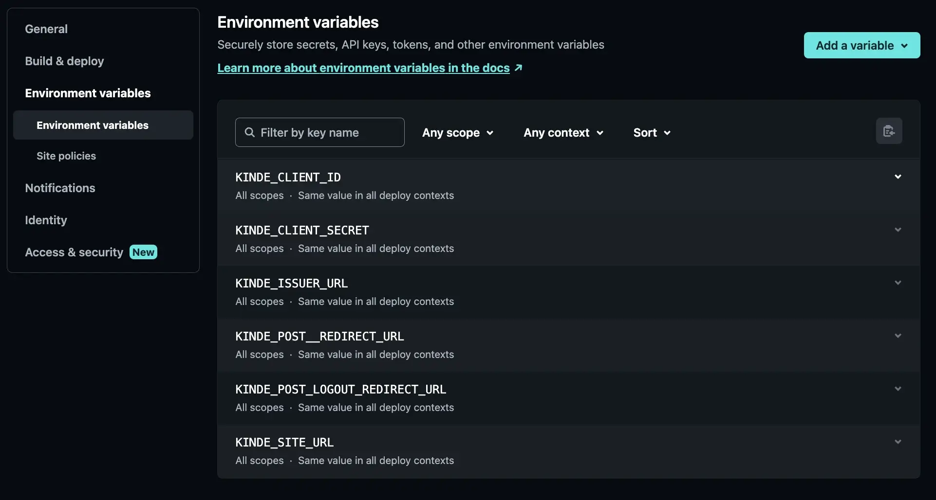 Screenshot of the Netlify dashboard