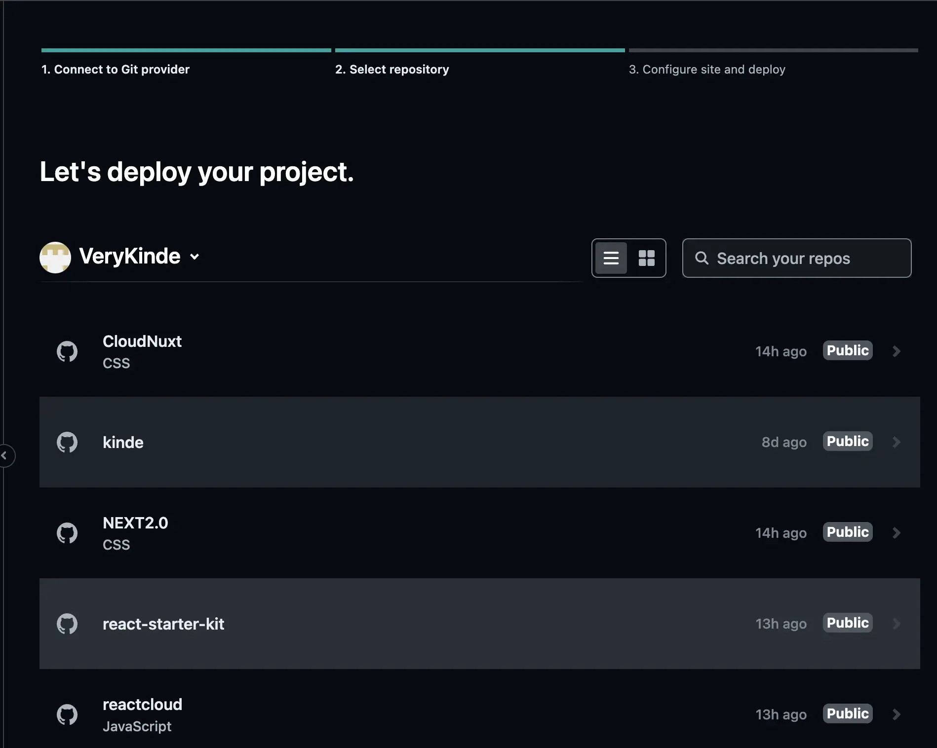 Screenshot of the Netlify dashboard